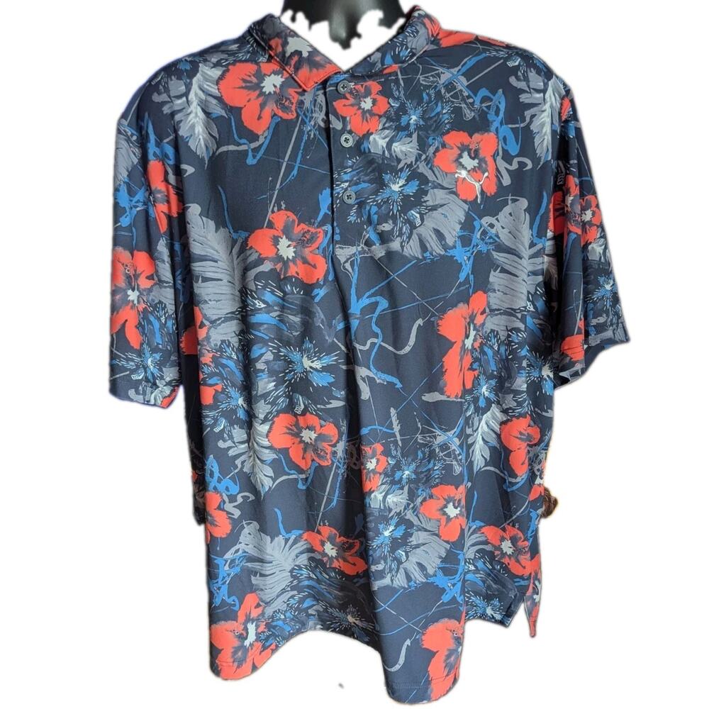 PUMA Way 1 Golf Polo Shirt Mens XXL 2XL Floral Tropical Performance Navy Blue